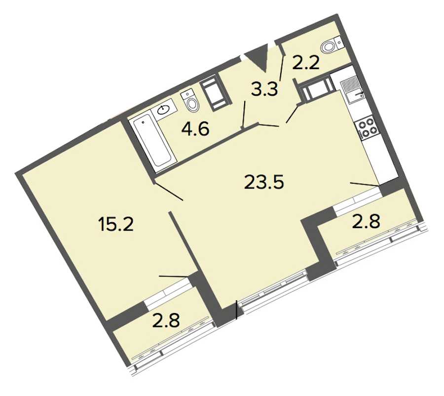 Однокомнатная квартира в : площадь 48.8 м2 , этаж: 14 – купить в Санкт-Петербурге